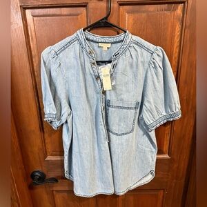 Anthropologie/Pilcro Aly Denim Puff Sleeve Blouse Size M